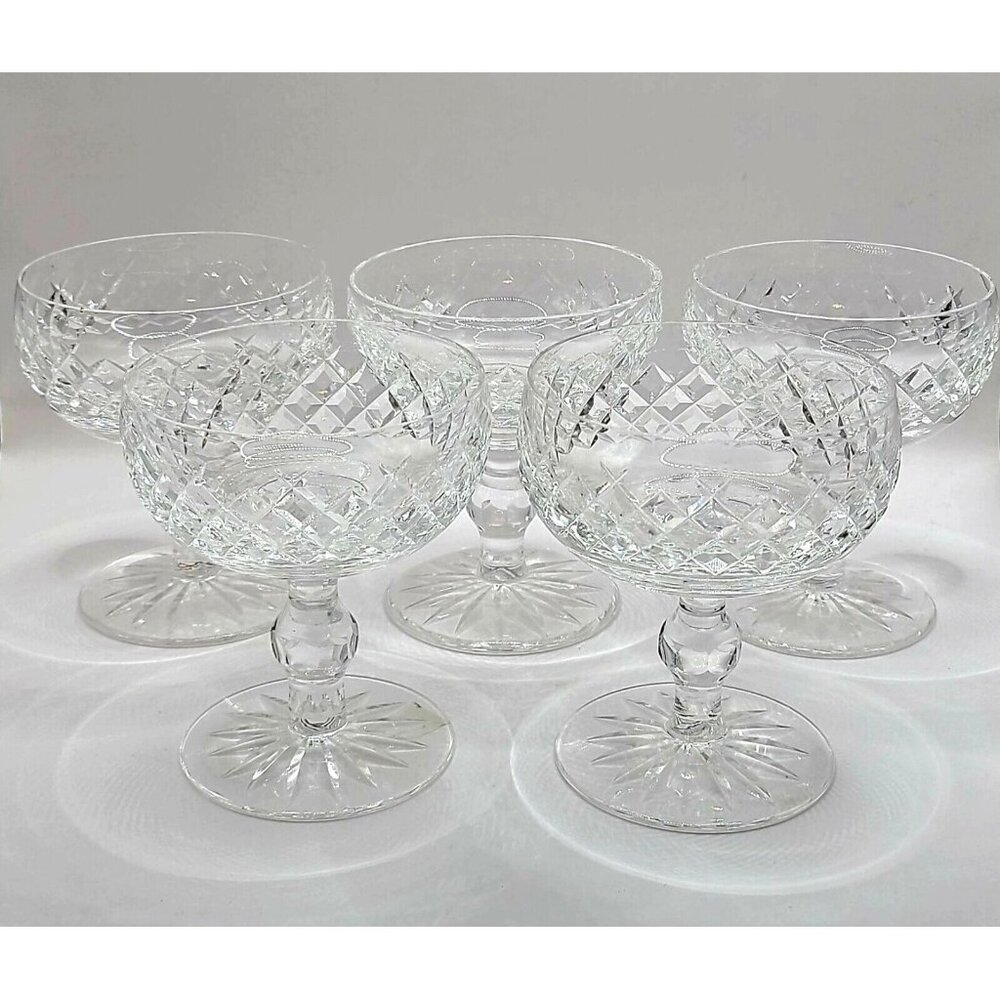 Vtg Waterford Crystal Boyne Glasses Pattern 5 Champagne Coupes Sherbet Dish